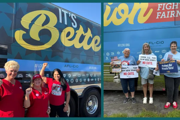 AFL-CIO Bus in Bakersfield and Wilkes-Barre